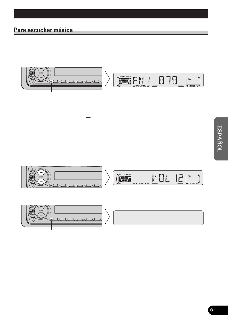 Operación básica, Para escuchar música, A title (english) | Pioneer spec DEH-12 User Manual | Page 47 / 64