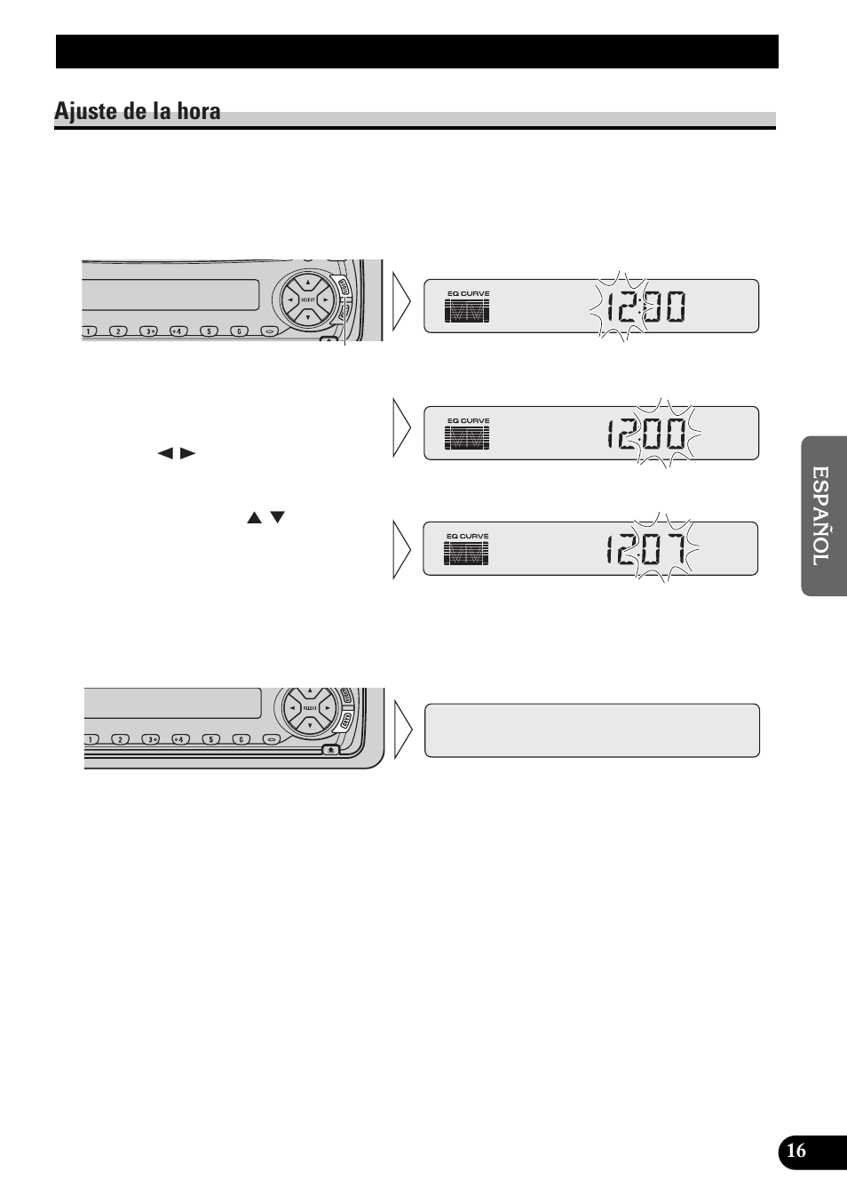 Otras funciones, Ajuste de la hora | Pioneer spec DEH-12 User Manual | Page 57 / 64