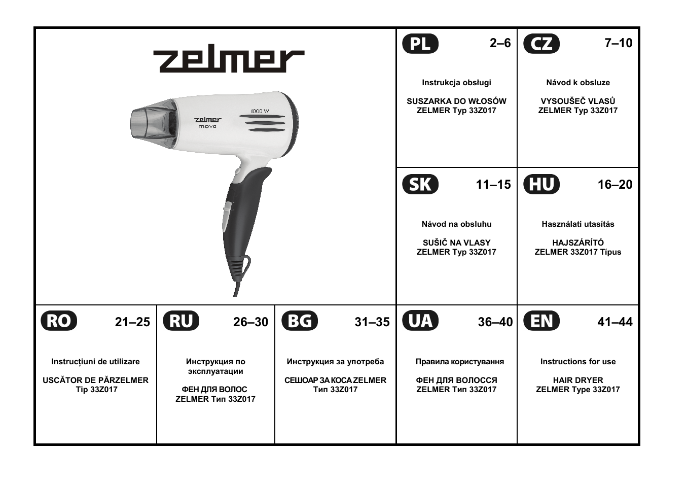 ZELMER 33Z017 User Manual | 44 pages