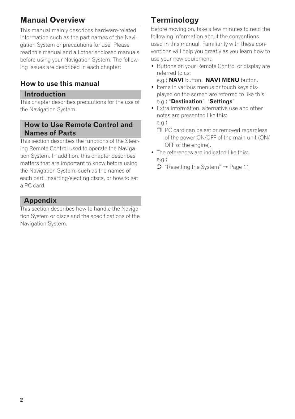 Manual overview, Terminology | Pioneer AVIC-88DVD User Manual | Page 4 / 15