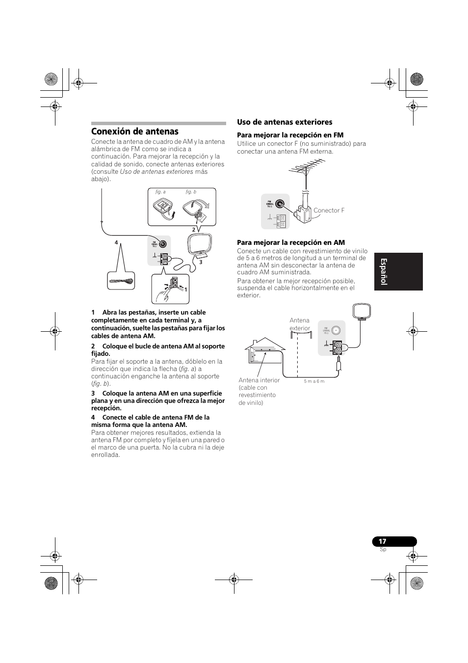 Conexión de antenas, Uso de antenas exteriores, English français español | Pioneer VSX-519V-K User Manual | Page 111 / 144