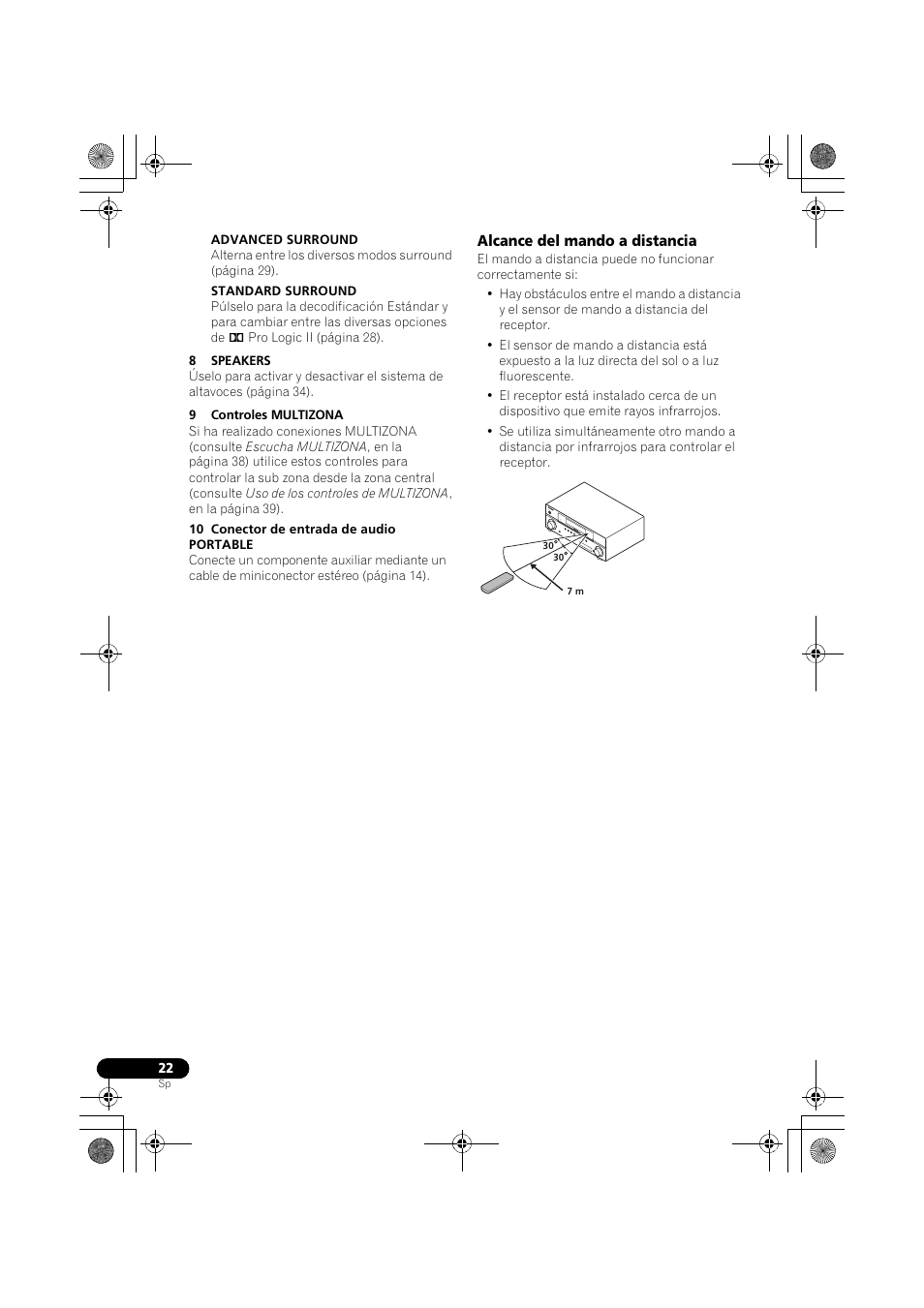 Alcance del mando a distancia | Pioneer VSX-519V-K User Manual | Page 116 / 144