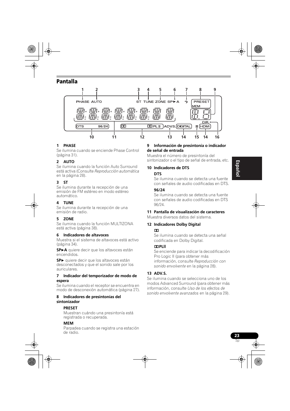 Pantalla | Pioneer VSX-519V-K User Manual | Page 117 / 144