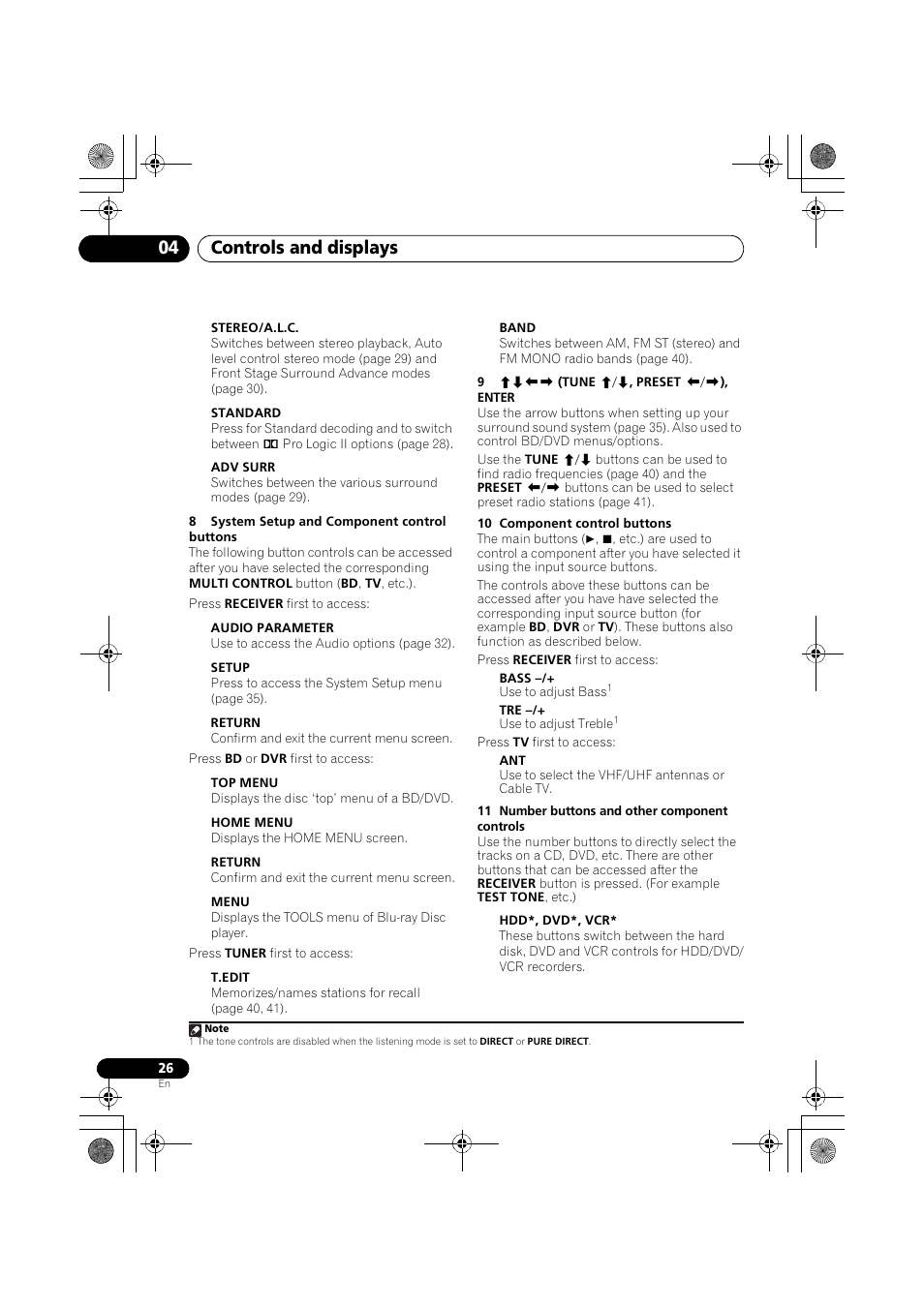 Controls and displays 04 | Pioneer VSX-519V-K User Manual | Page 26 / 144