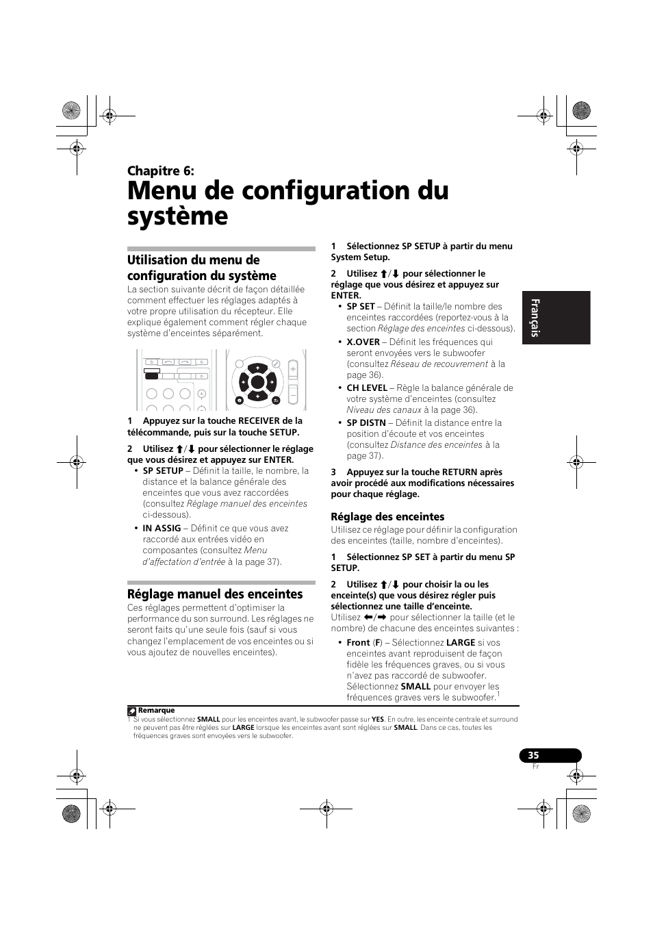 Utilisation du menu de configuration du, Système, Réglage manuel des enceintes | Réglage des enceintes, Menu de configuration du système, Chapitre 6, Utilisation du menu de configuration du système, Engli sh françai s e spañol | Pioneer VSX-519V-K User Manual | Page 83 / 144