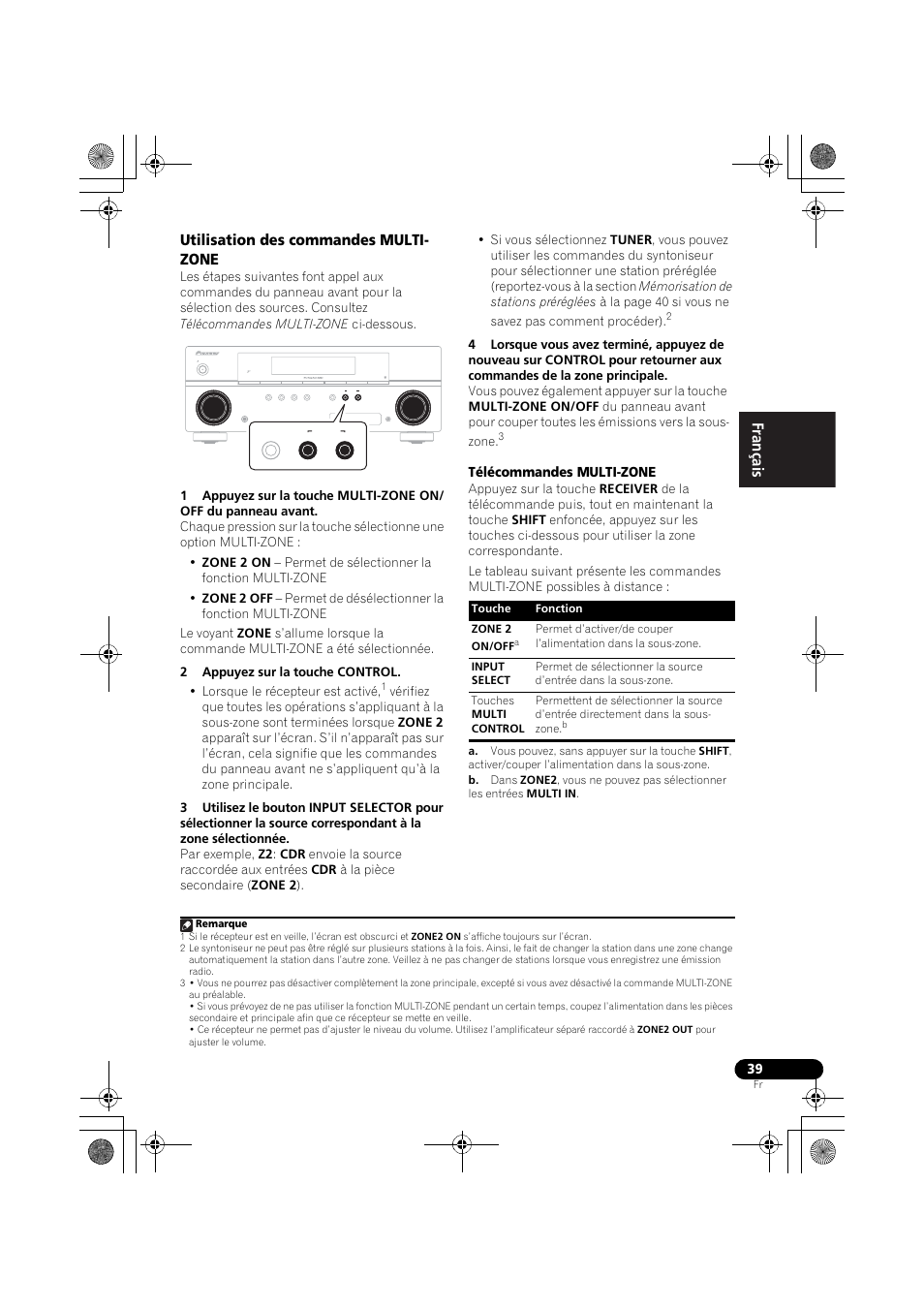 Utilisation des commandes multi-zone, Engli sh françai s e spañol | Pioneer VSX-519V-K User Manual | Page 87 / 144