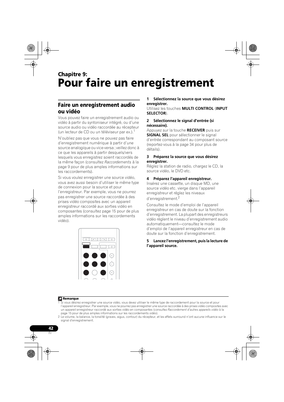 Faire un enregistrement audio ou vidéo, Pour faire un enregistrement, Chapitre 9 | Pioneer VSX-519V-K User Manual | Page 90 / 144