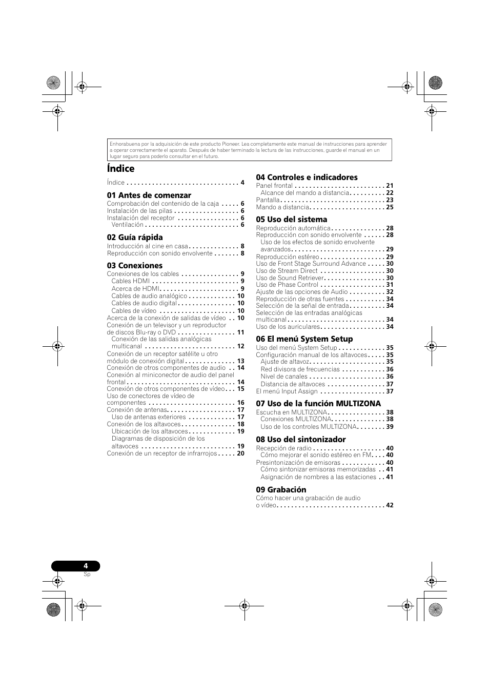 Manual de instrucciones, Índice | Pioneer VSX-519V-K User Manual | Page 98 / 144
