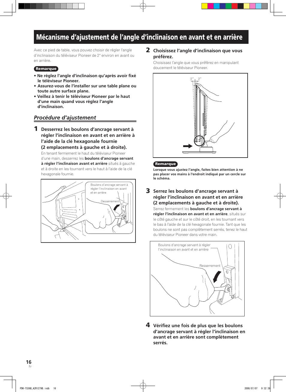 Procédure d’ajustement | Pioneer KURO PDK-TS36B User Manual | Page 15 / 82