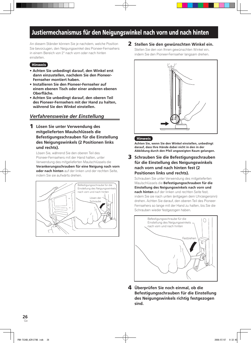 Verfahrensweise der einstellung | Pioneer KURO PDK-TS36B User Manual | Page 25 / 82