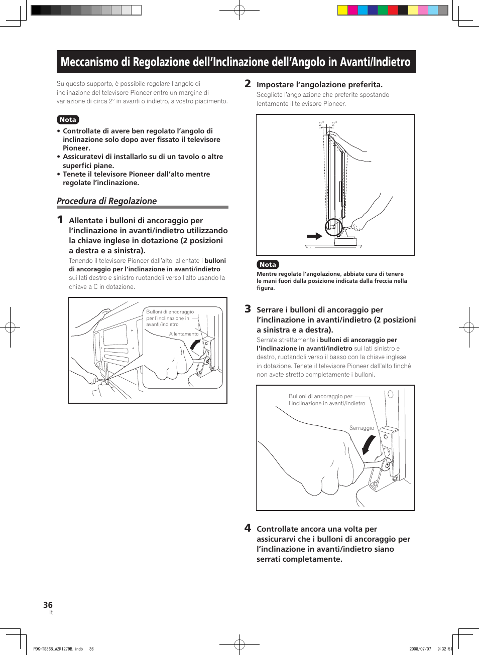 Procedura di regolazione | Pioneer KURO PDK-TS36B User Manual | Page 35 / 82