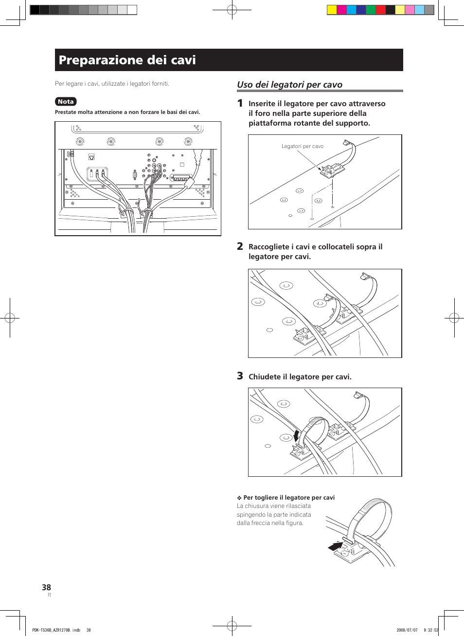Preparazione dei cavi | Pioneer KURO PDK-TS36B User Manual | Page 37 / 82