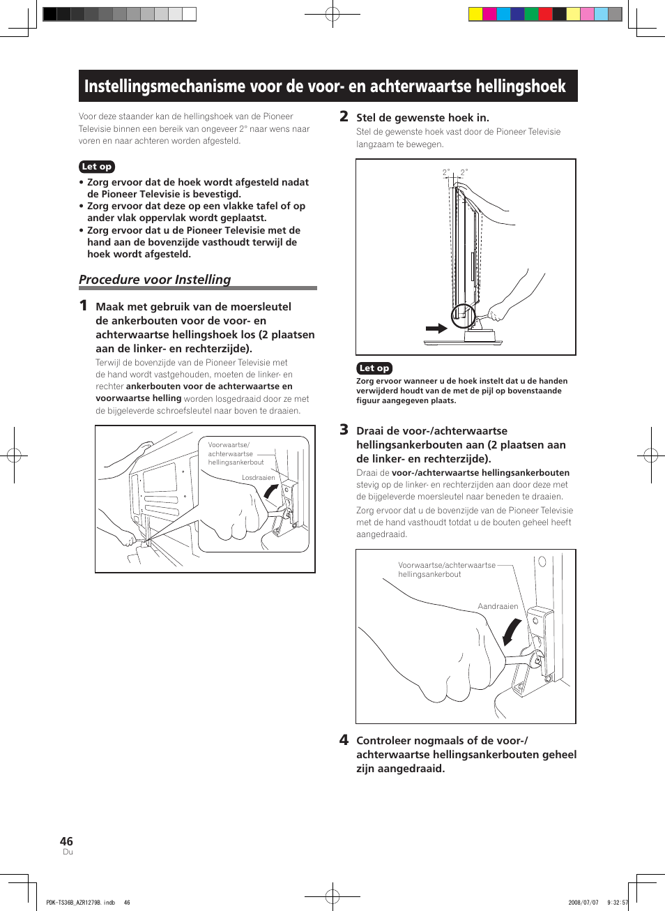 Procedure voor instelling | Pioneer KURO PDK-TS36B User Manual | Page 45 / 82