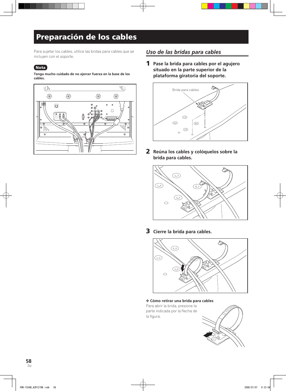 Preparación de los cables | Pioneer KURO PDK-TS36B User Manual | Page 57 / 82