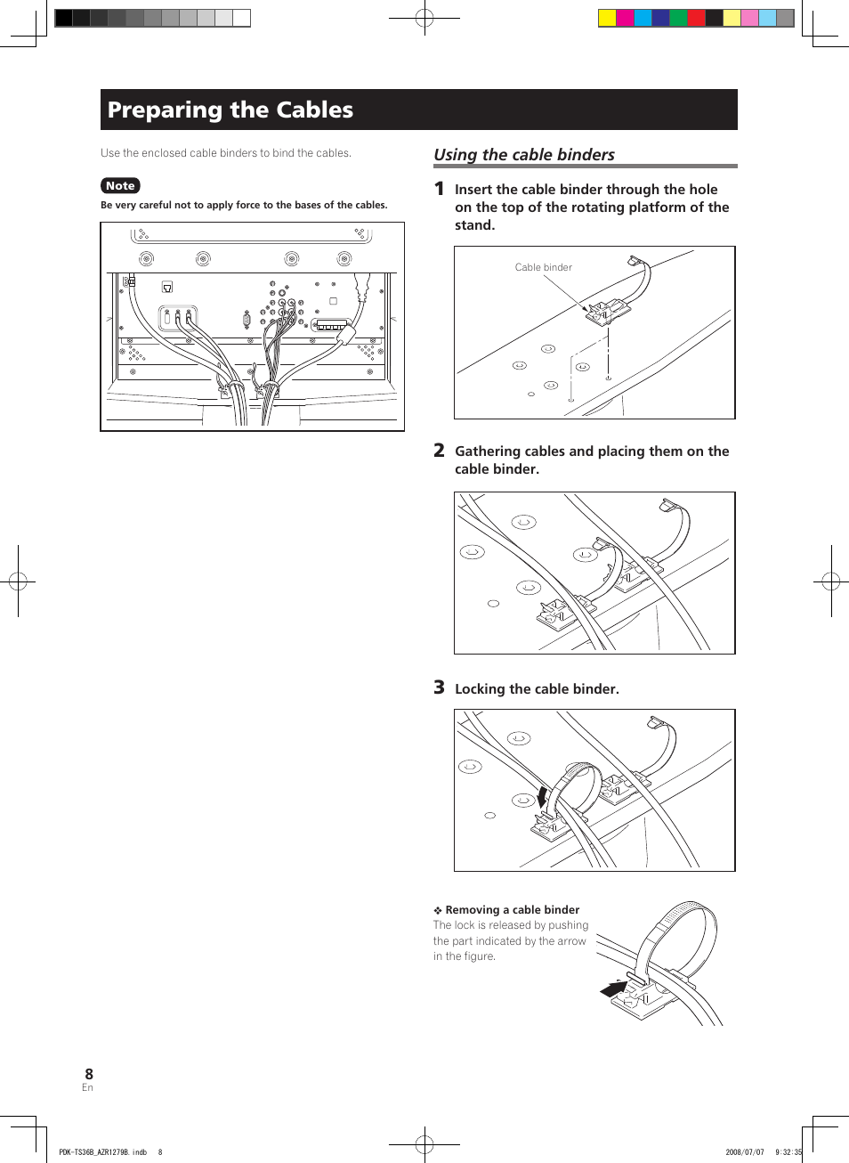 Preparing the cables | Pioneer KURO PDK-TS36B User Manual | Page 7 / 82