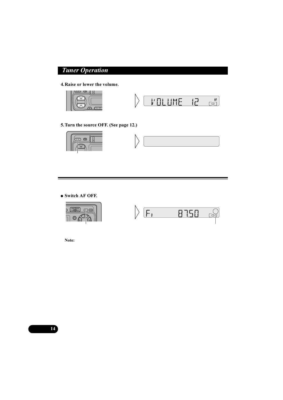 7xqhu 2shudwlrq, Af function switching | Pioneer KEH-P2800R User Manual | Page 14 / 48