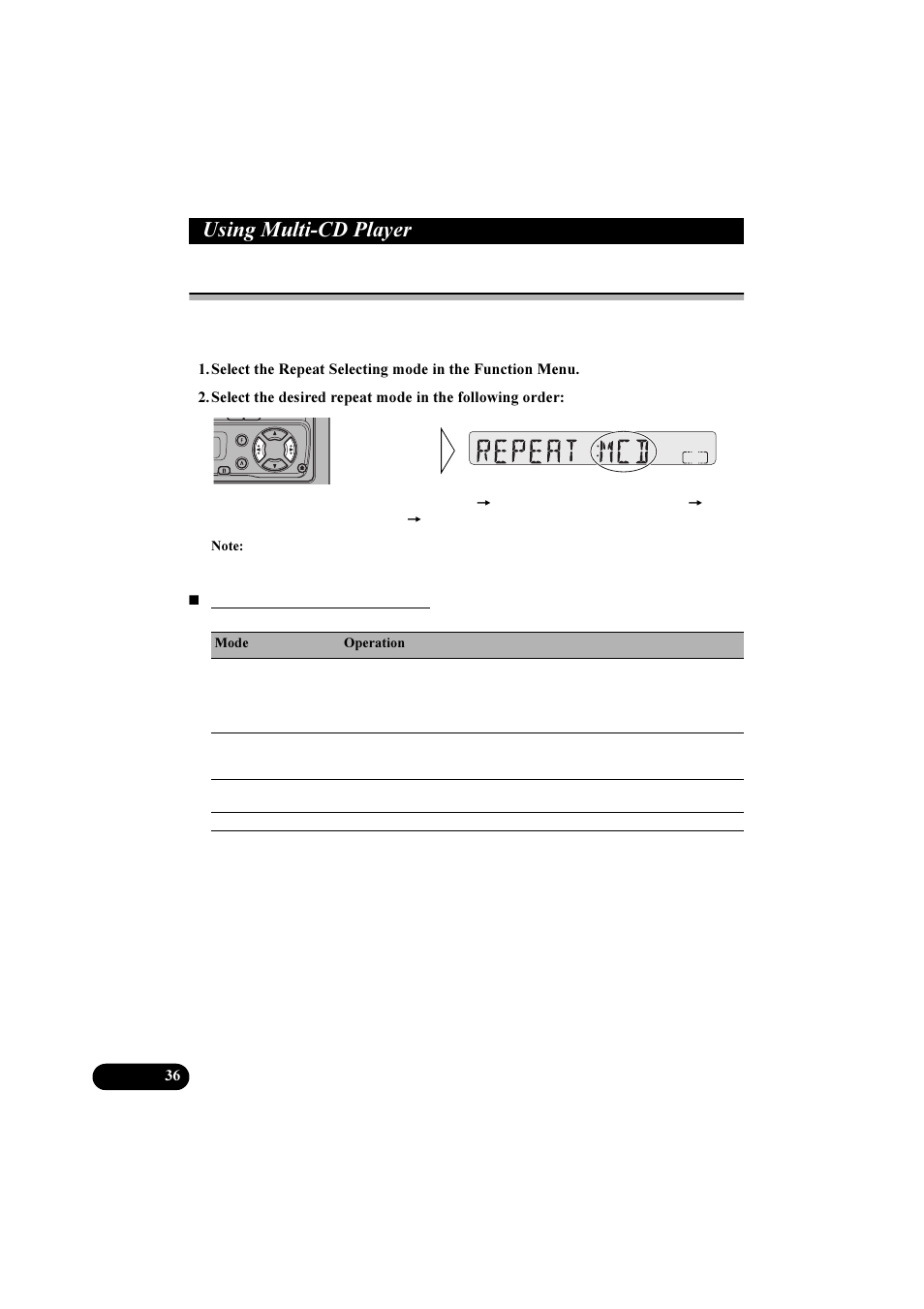 8vlqj 0xowl&' 3od\hu, Multi-cd player repeat modes | Pioneer KEH-P2800R User Manual | Page 36 / 48
