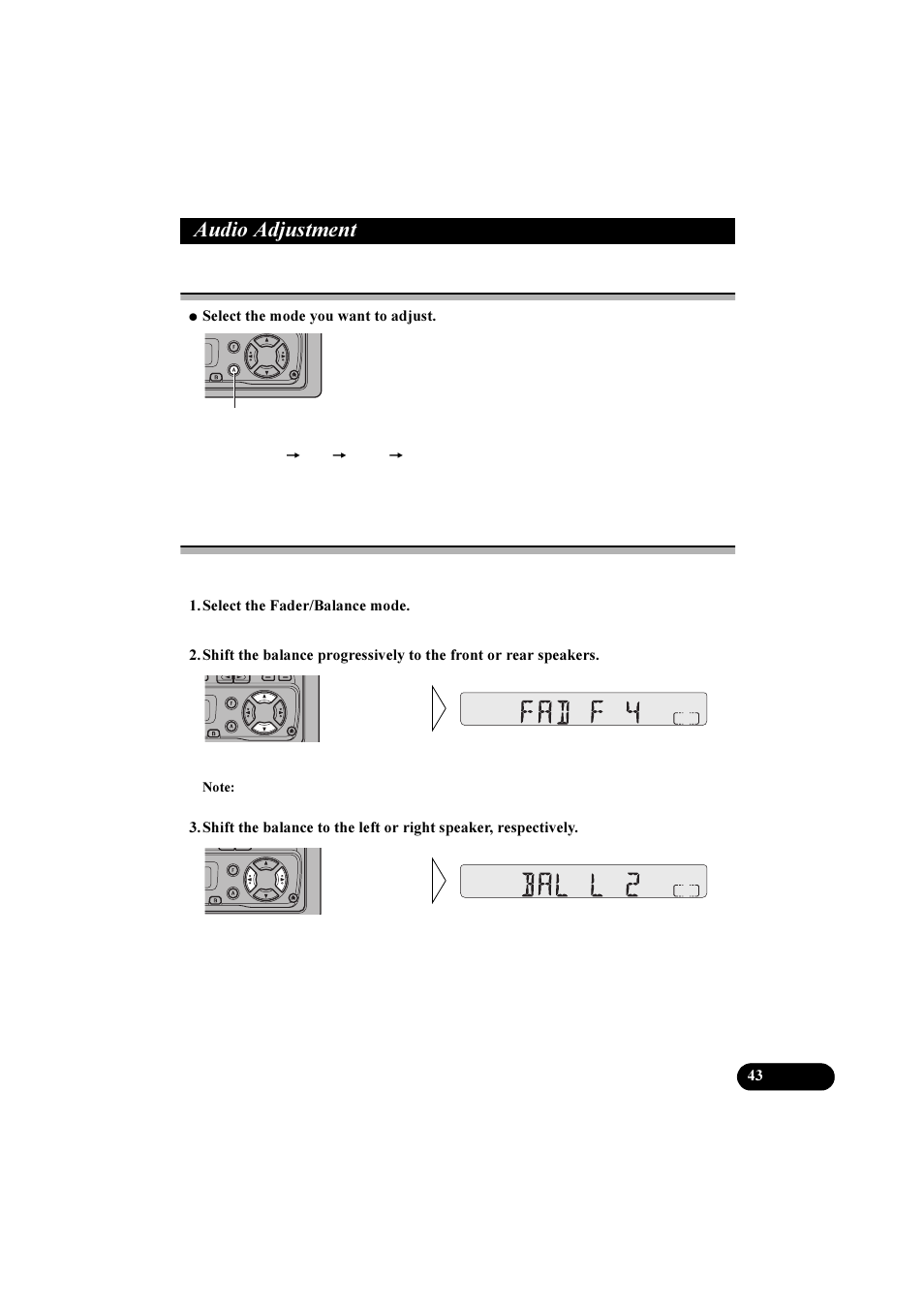 Xglr $gmxvwphqw, Selecting the mode, Balance adjustment | Pioneer KEH-P2800R User Manual | Page 43 / 48