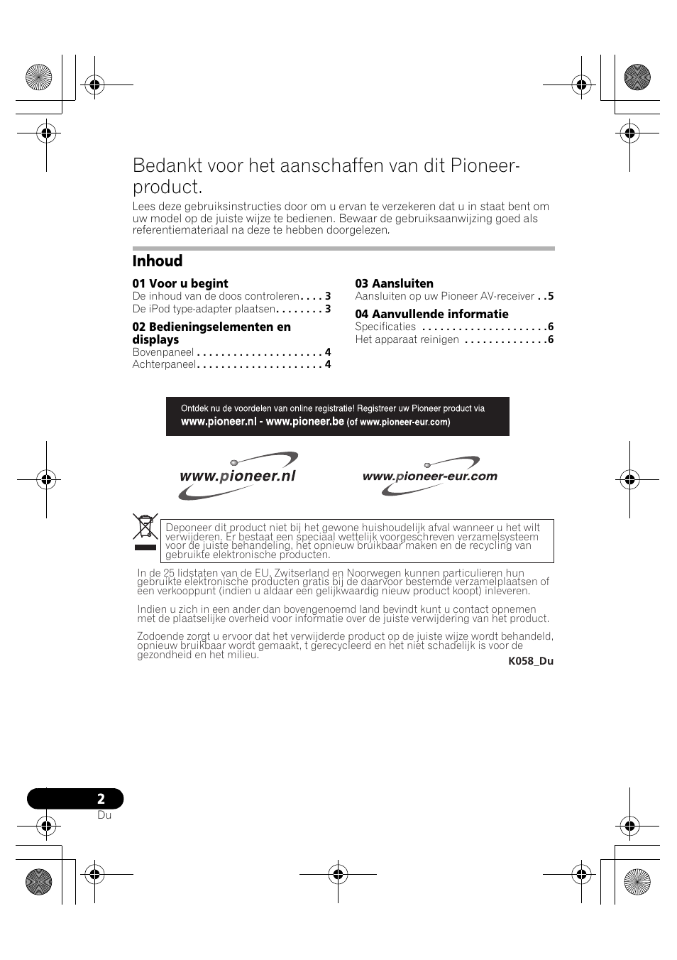 Inhoud | Pioneer IDK-80 User Manual | Page 26 / 45