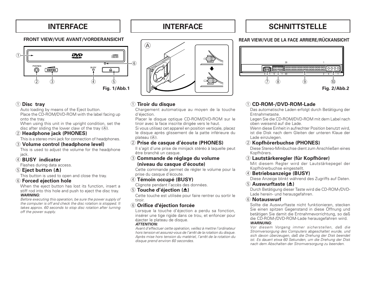 Interface, Schnittstelle | Pioneer DVD-ROM DRIVE UNIT DVD-115 User Manual | Page 5 / 8