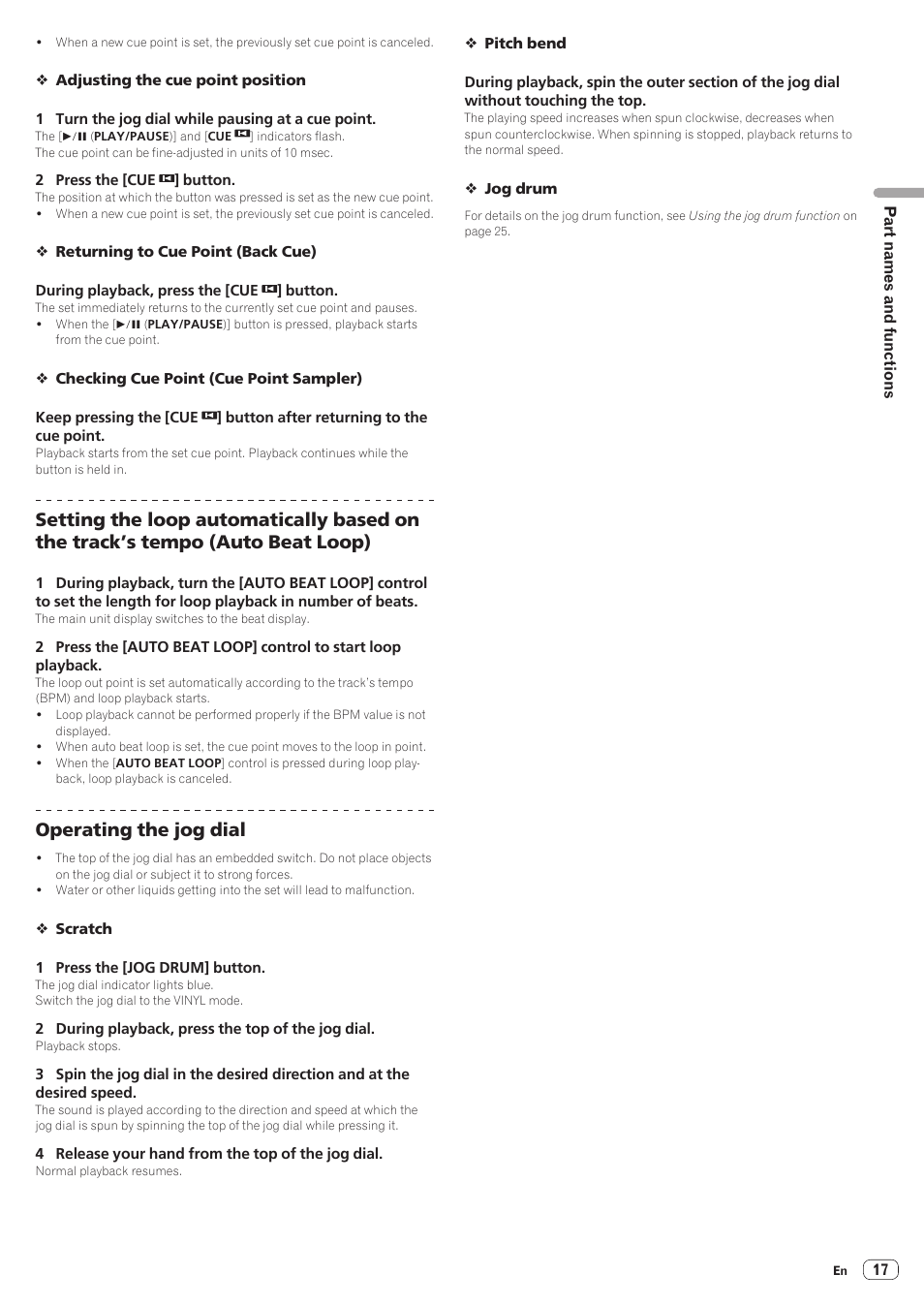 Operating the jog dial | Pioneer XDJ-AERO User Manual | Page 17 / 37