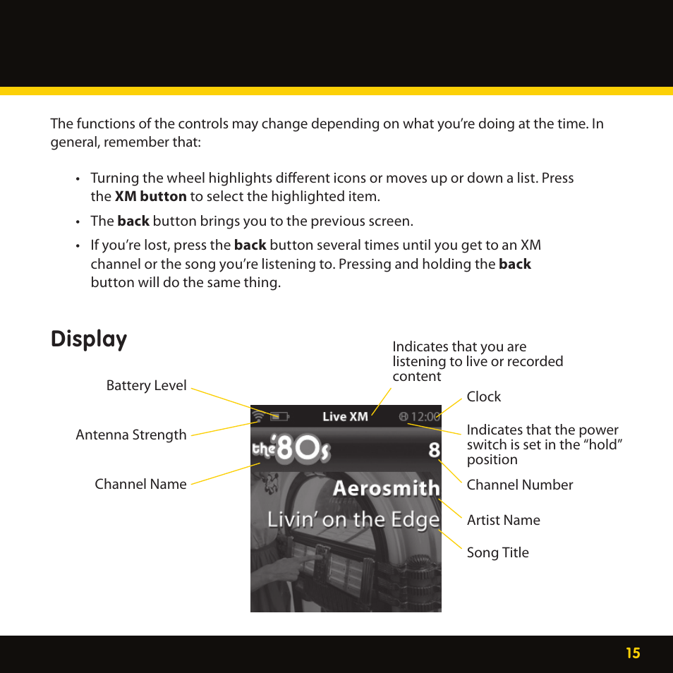 Display | Pioneer CD-XMHOME1 User Manual | Page 15 / 78