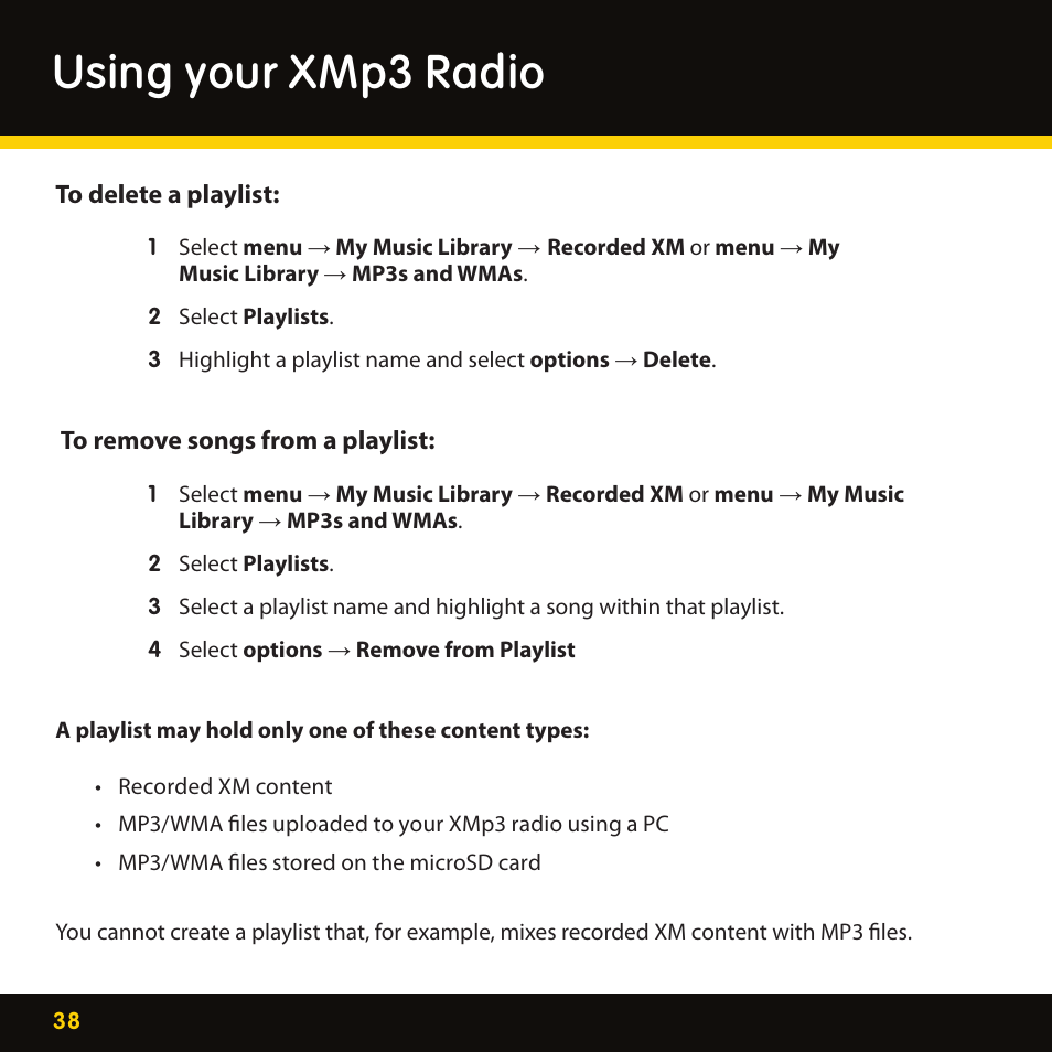 Using your xmp3 radio | Pioneer CD-XMHOME1 User Manual | Page 38 / 78