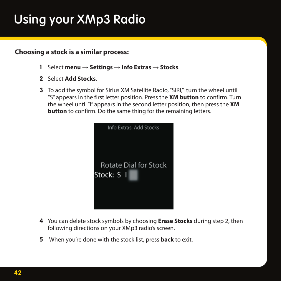 Using your xmp3 radio | Pioneer CD-XMHOME1 User Manual | Page 42 / 78