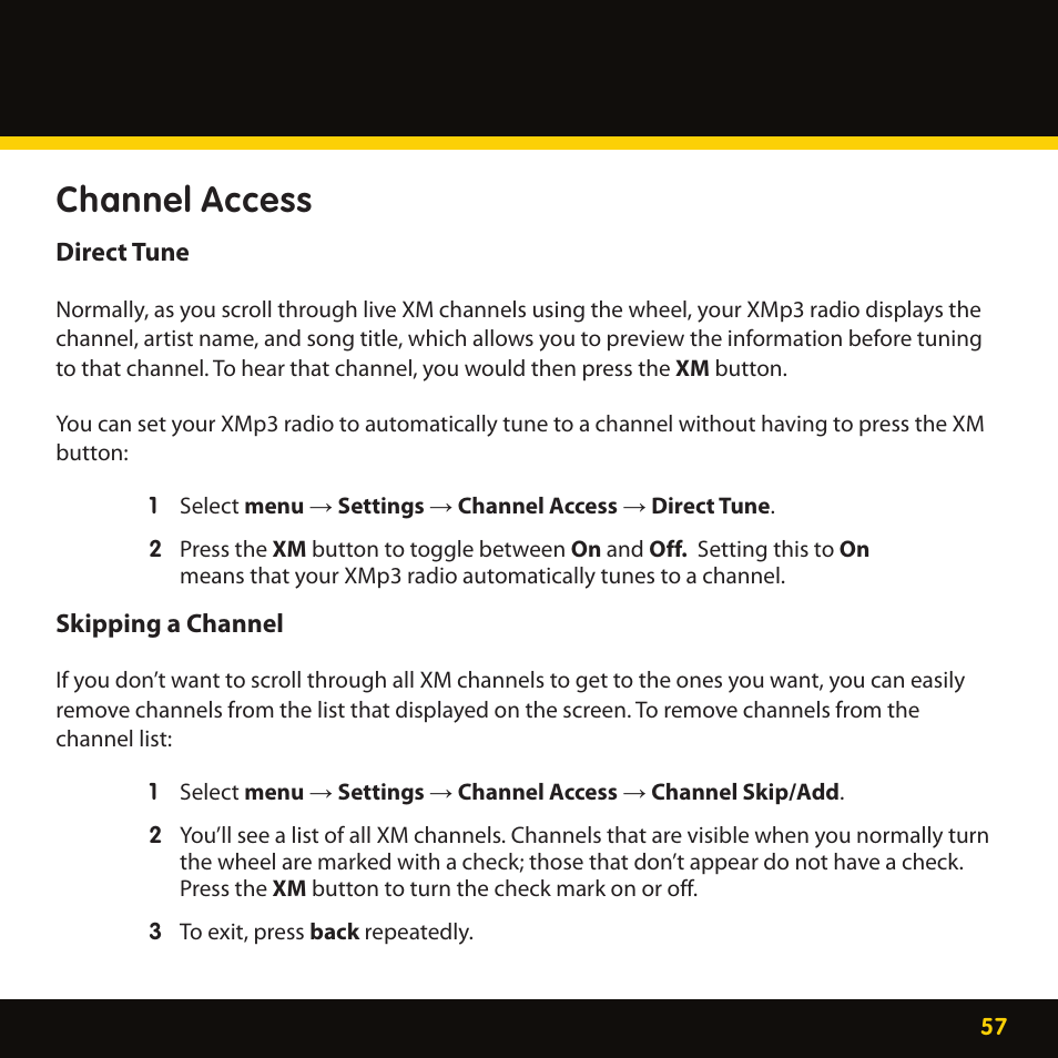 Channel access | Pioneer CD-XMHOME1 User Manual | Page 57 / 78