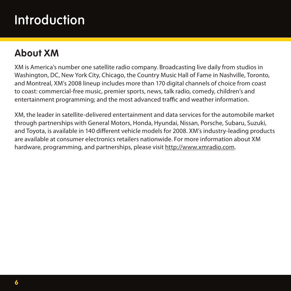 Introduction, About xm | Pioneer CD-XMHOME1 User Manual | Page 6 / 78