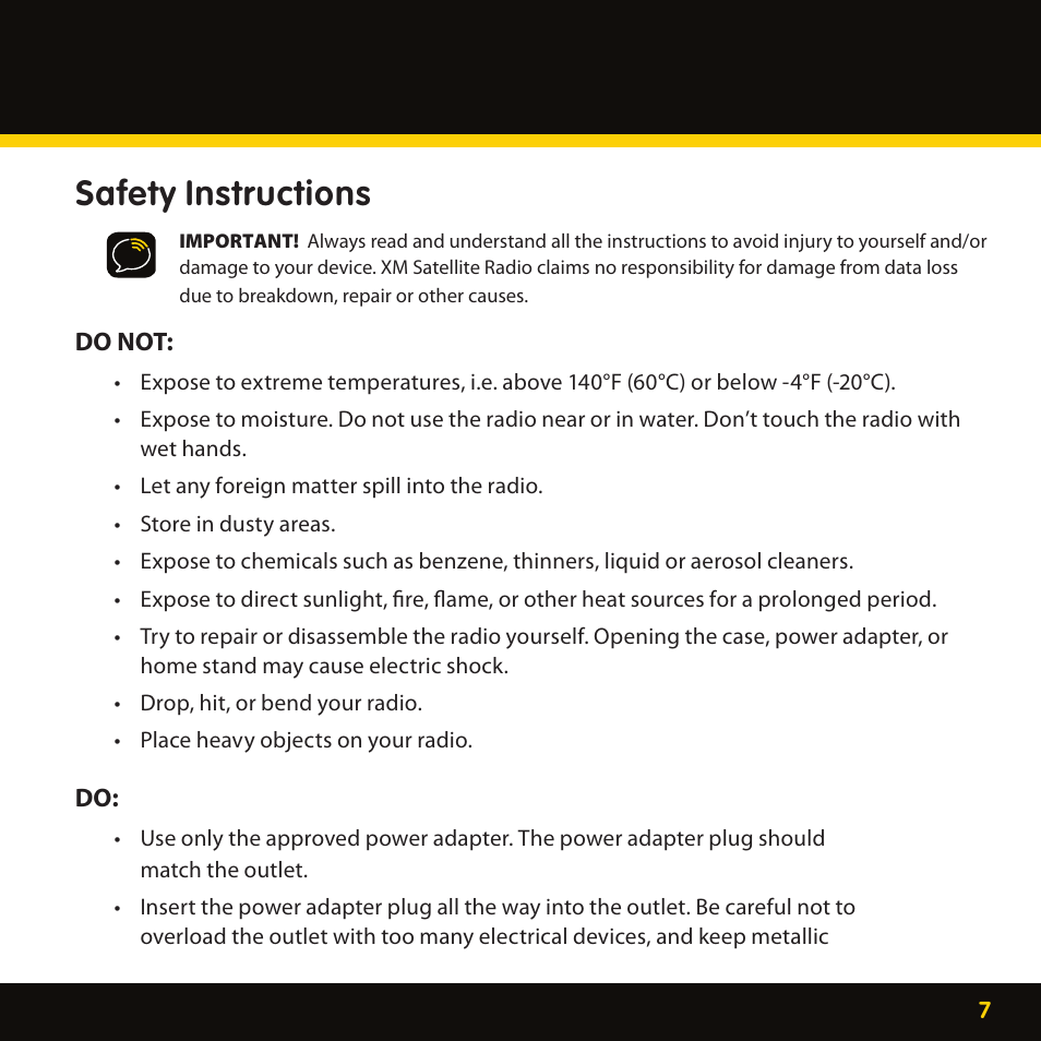 Safety instructions | Pioneer CD-XMHOME1 User Manual | Page 7 / 78