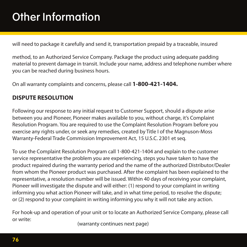 Other information | Pioneer CD-XMHOME1 User Manual | Page 76 / 78