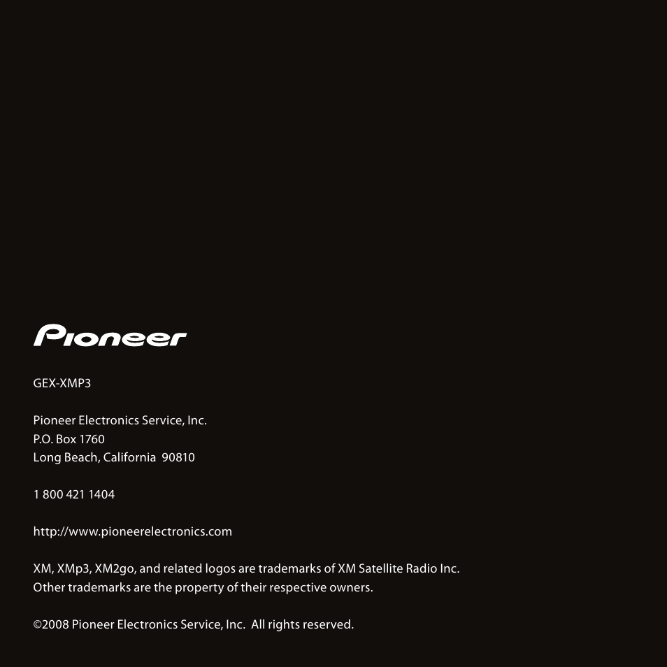 Pioneer CD-XMHOME1 User Manual | Page 78 / 78