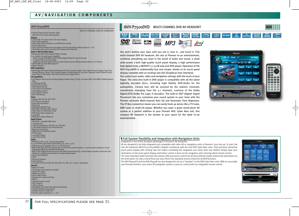 Avh-p7500dvd | Pioneer CNDV-30 DVD User Manual | Page 22 / 32