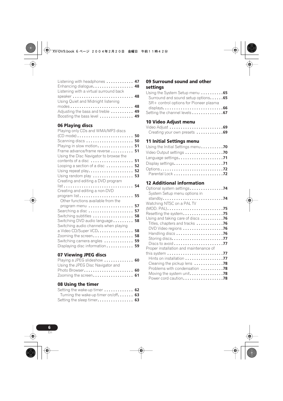 Pioneer XV-DV9 User Manual | Page 6 / 94