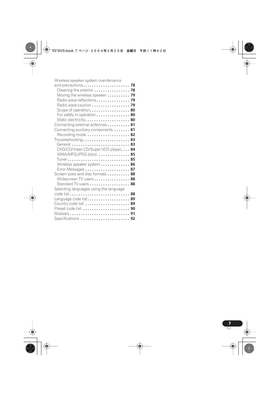 Pioneer XV-DV9 User Manual | Page 7 / 94