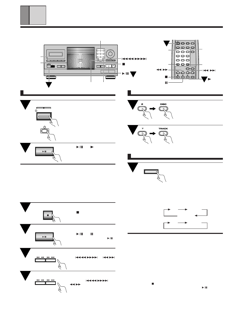 Basic operations, Press mode during play or stop mode, Press standby/on | Press 6 (or 3 ), Digit buttons mode 7 8 track, 3disc 2, Standby indicator 1 2 digit buttons 1, Clear program repeat display, Track disc | Pioneer PD-F1009 User Manual | Page 10 / 20