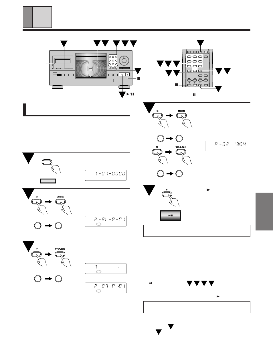 To program tracks/discs in a desired order, Press program during stop mode, Various operations | Clear 7 clear, Press 3, Clear program repeat display, Track disc, Programming during normal playback | Pioneer PD-F1009 User Manual | Page 15 / 20