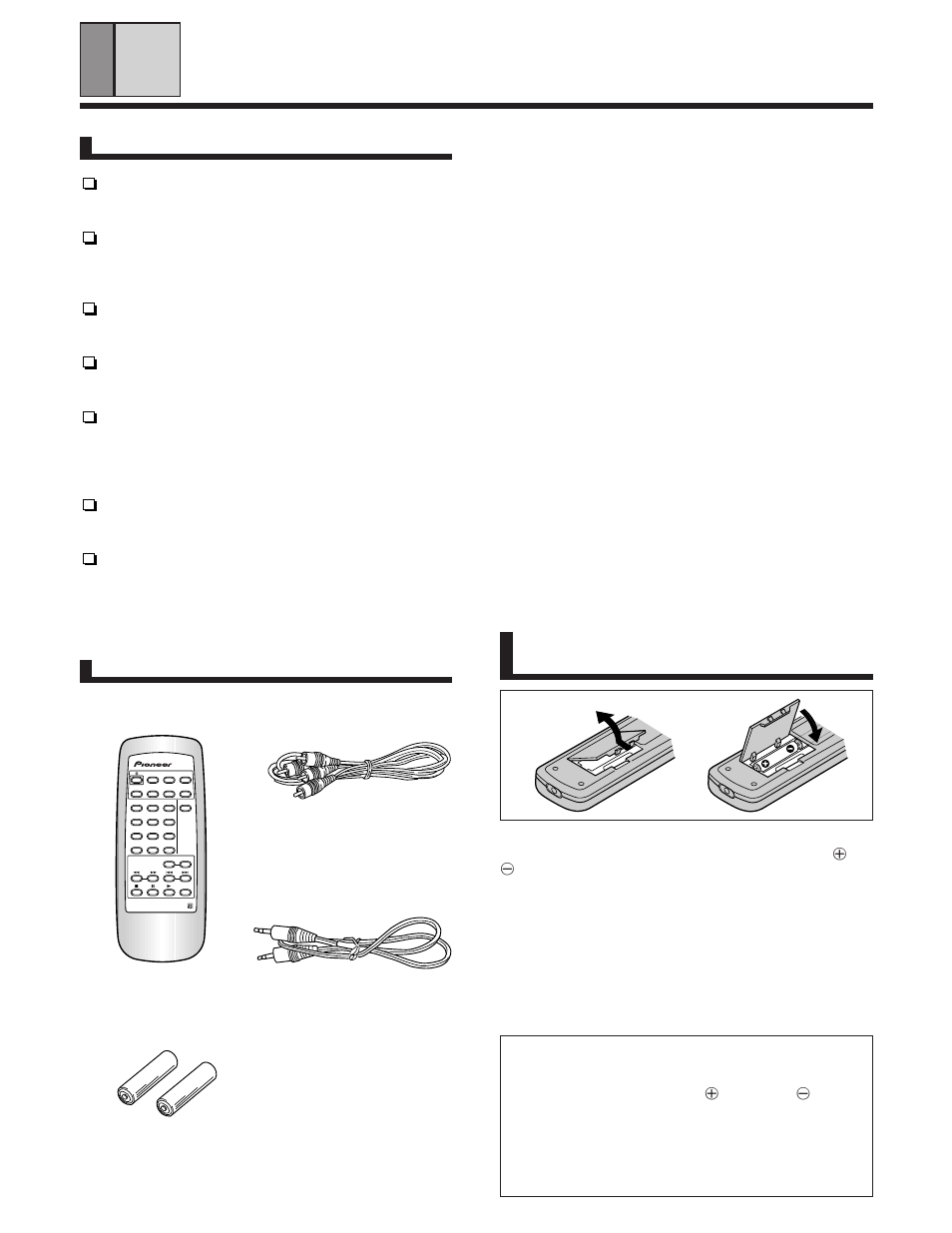 Before you use the player, Compatible with recordable cds, Cd text compatible | Disc detection function, Energy-saving design, Confirm supplied accessories, Put batteries into the remote control unit | Pioneer PD-F1009 User Manual | Page 4 / 20