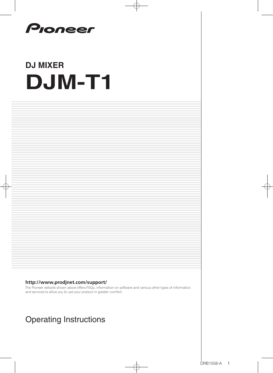 Pioneer DJ Mixer DJM-T1 User Manual | 32 pages