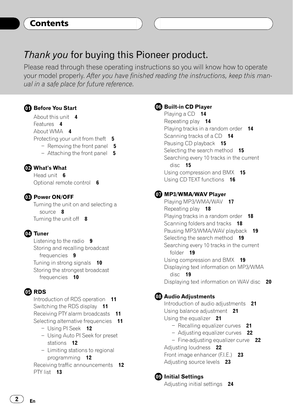 Pioneer DEH-4700MP User Manual | Page 2 / 100