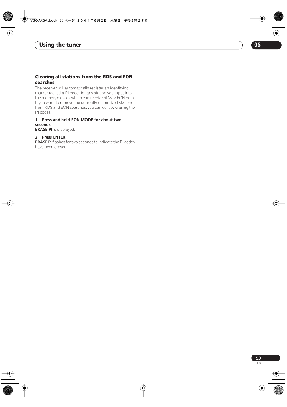 Using the tuner 06 | Pioneer VSX-AX5Ai-G User Manual | Page 53 / 108