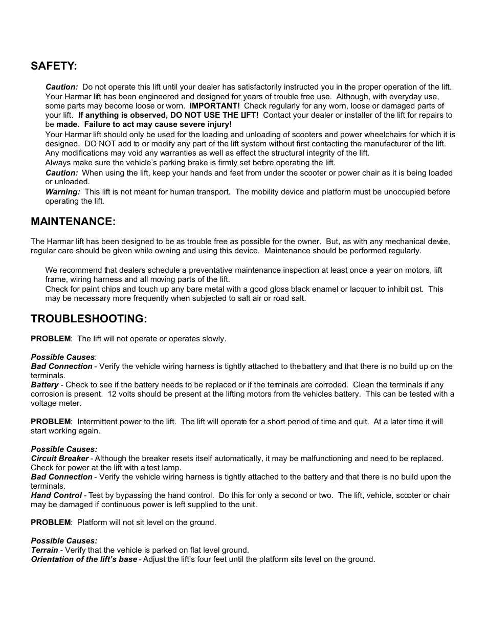 Safety, Maintenance, Troubleshooting | Pioneer AL600 User Manual | Page 11 / 11