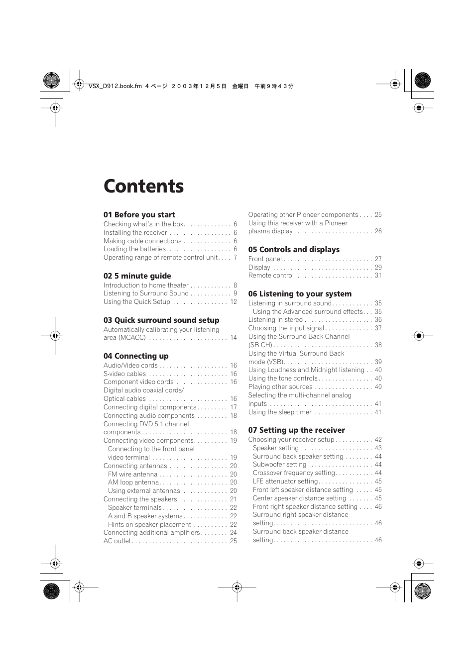 Pioneer VSX-D914 User Manual | Page 4 / 71