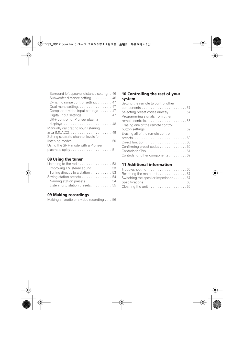 Pioneer VSX-D914 User Manual | Page 5 / 71