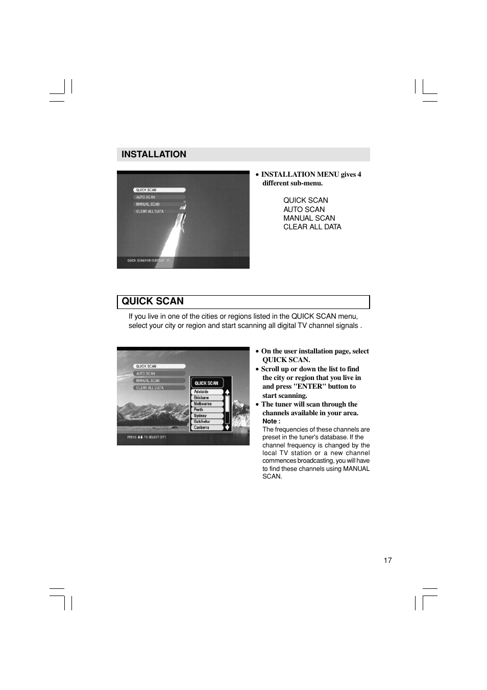 Installation, Quick scan | Pioneer SH-DT510 User Manual | Page 17 / 38
