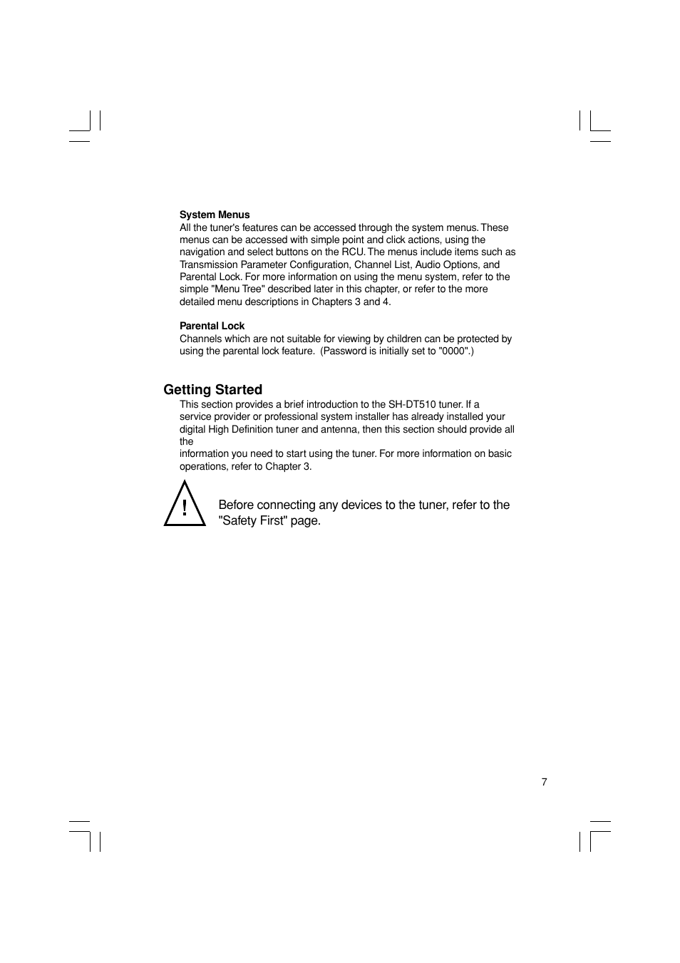 Getting started | Pioneer SH-DT510 User Manual | Page 7 / 38