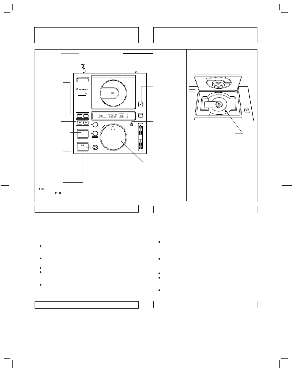 Grundlegende bedienung, Funzionamento base, Riproduzione normale abbandono della riproduzione | Grundbedienung für wiedergabe, Riproduzione normale, 3 schließen sie die cd-fachklappe mit der hand, 1 premere il tasto eject. 2 caricare un disco, Abbrechen der wiedergabe, Abbandono della riproduzione, Vertiefung für 8-cm-cd guida disco da 8 cm | Pioneer CDJ-500II User Manual | Page 38 / 76