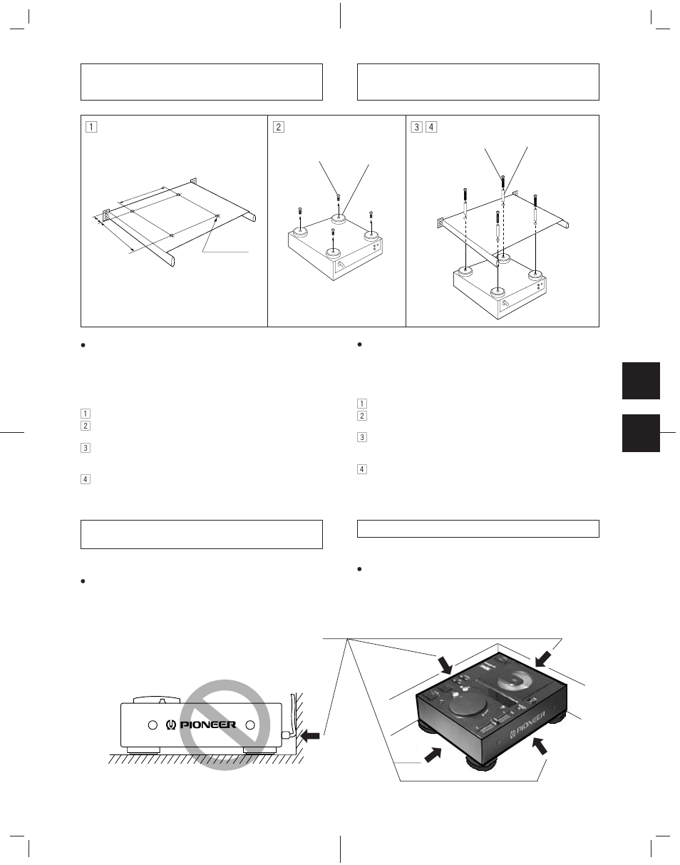Rackmontage, Montaggio del rack | Pioneer CDJ-500II User Manual | Page 45 / 76