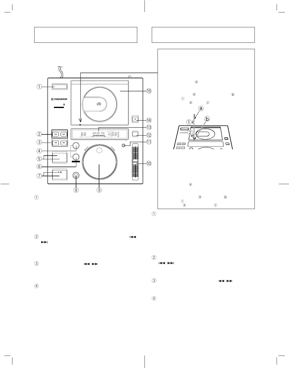 Onderdelen op het bovenpaneel, Bovenpaneel, Controles del panel | Panel superior, 1a b 2, Bovenpaneel panel superior, Opening voor geforceerd uitwerpen, Orificio de expulsión forzada | Pioneer CDJ-500II User Manual | Page 58 / 76